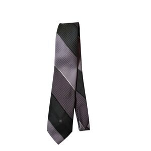 Vintage Givenchy Monsieur Stripe Print Purple Polyester‎ Silk Tie